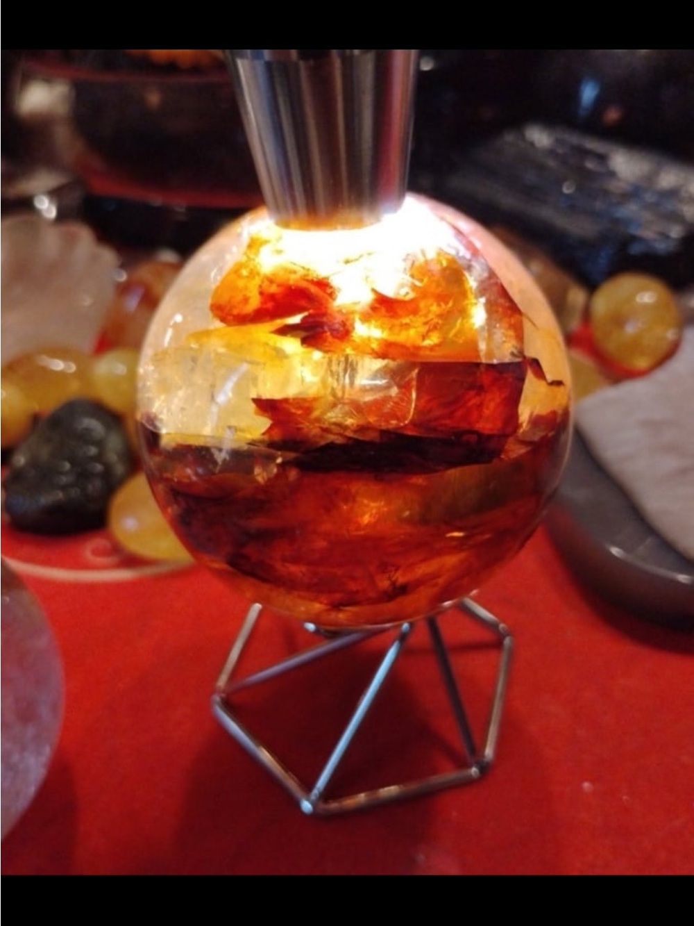 Icy Fire Quartz Sphere